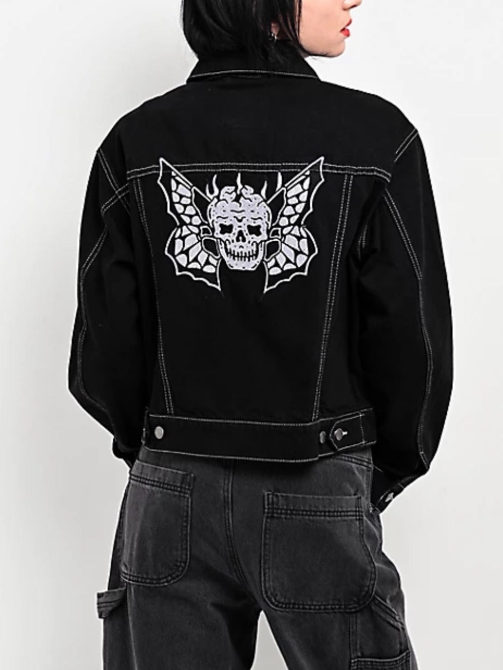 Lurking Class Sketchy Tank Skullfly Denim Jacket Black S NWT